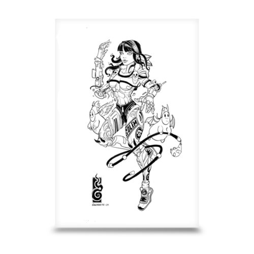 ma premiere Goleminette mélange de mes iffluences manga / comics francobelge et jeux de role accompagné de deux petits poildurs masqué